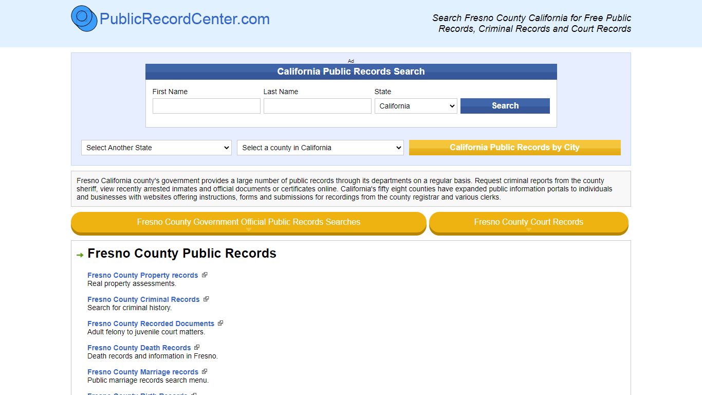 Fresno County California Free Public Records - Court ...